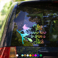 Witch Drive Stick Car Stickers Waterproof Vinyl Decal Car Styling Acc
