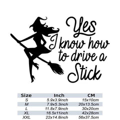 Witch Drive Stick Car Stickers Waterproof Vinyl Decal Car Styling Acc
