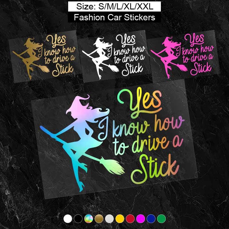 Witch Drive Stick Car Stickers Waterproof Vinyl Decal Car Styling Acc