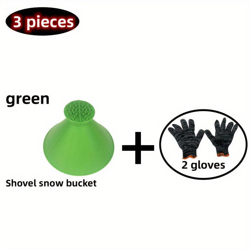 Snow Removal Shovel Set + Gloves for Car Windshield & Glass with Frost Scraper