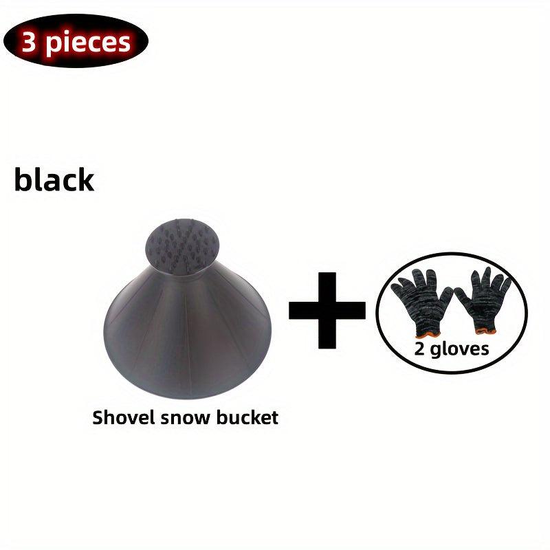 Snow Removal Shovel Set + Gloves for Car Windshield & Glass with Frost Scraper