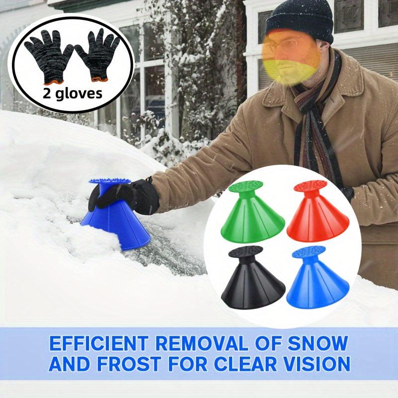 Snow Removal Shovel Set + Gloves for Car Windshield & Glass with Frost Scraper
