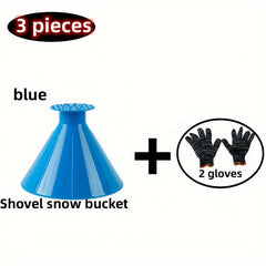 Snow Removal Shovel Set + Gloves for Car Windshield & Glass with Frost Scraper