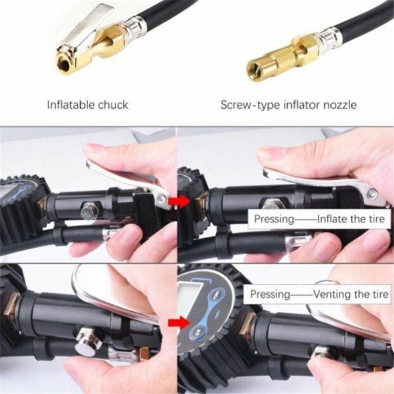 Digital Tire Inflator with Pressure Gauge Air Chuck for Truck Car Bike