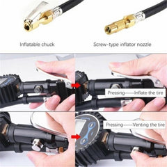 Digital Tire Inflator with Pressure Gauge Air Chuck for Truck Car Bike