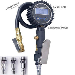 Digital Tire Inflator with Pressure Gauge Air Chuck for Truck Car Bike