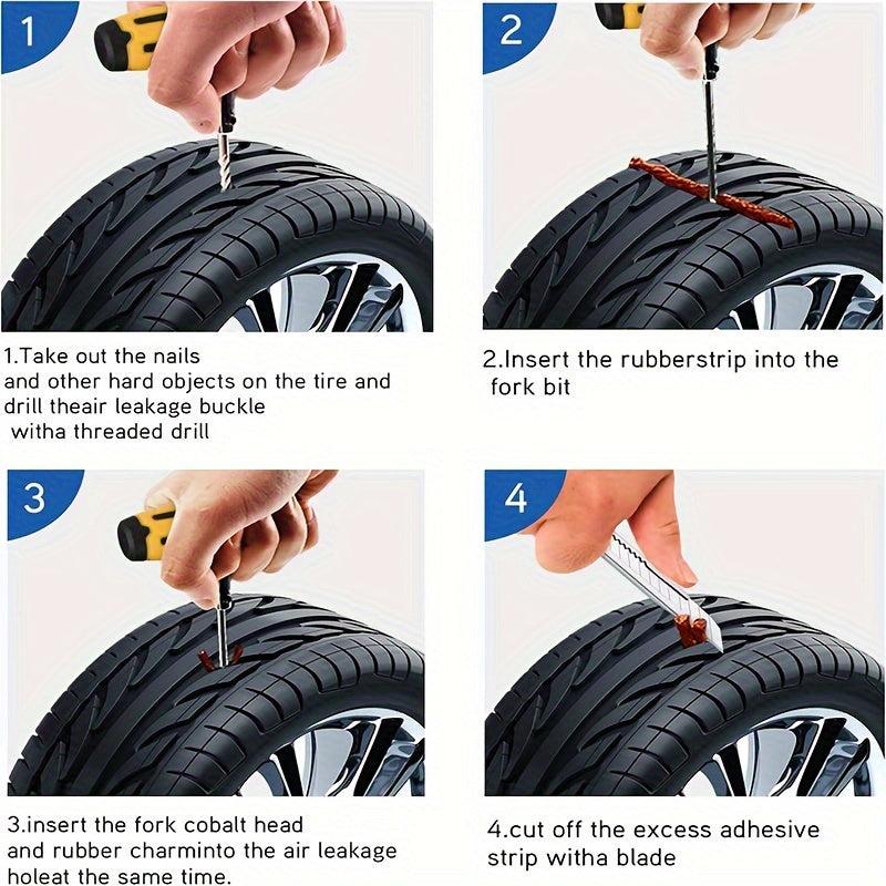 4pcs Car Tire Repair Kit Tubeless Emergency Puncture Repair