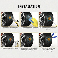 4pcs Car Tire Repair Kit Tubeless Emergency Puncture Repair