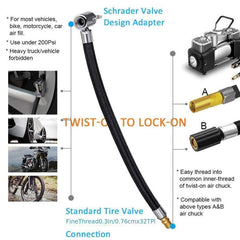 Tire Air Inflator Hose Pump Extension Tube Adapter