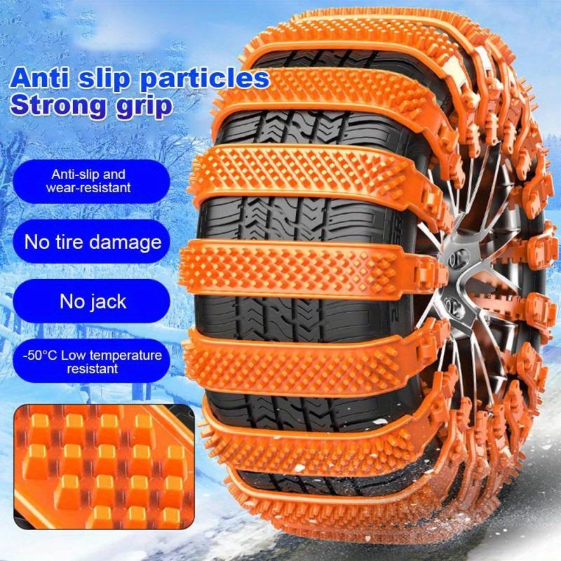 6pcs Car Snow Chains Anti Slip Chain Universal Weather Resistant Tire Snow Chain