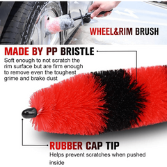 Long Soft Bristle Wheel Brush for Car Detailing