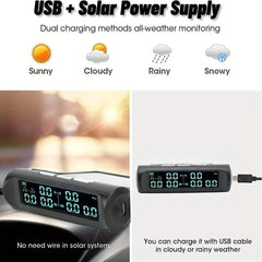 RV TPMS Tire Pressure Monitoring System Solar Wireless TPMS