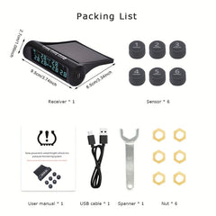 RV TPMS Tire Pressure Monitoring System Solar Wireless TPMS