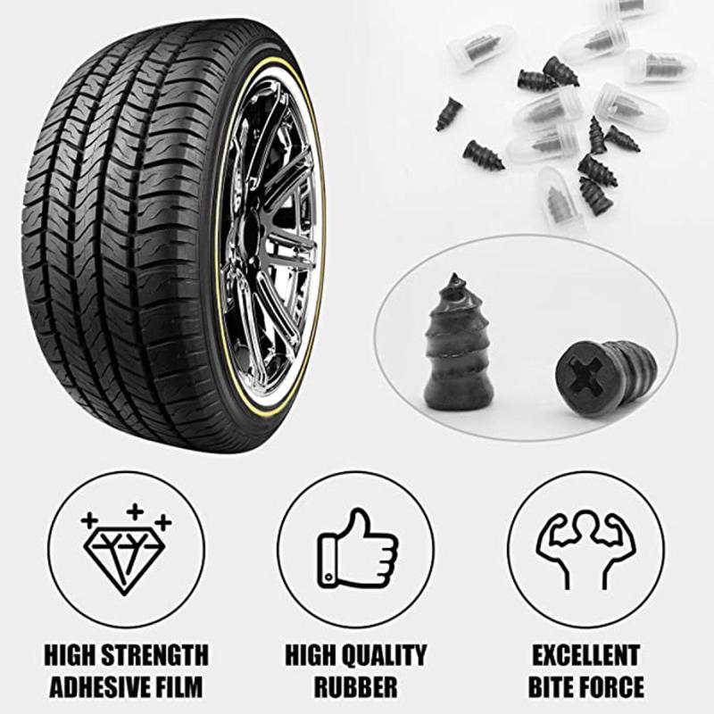 Tire Repair Rubber Nail Kit 40PCS - Durable Screws with Screwdriver