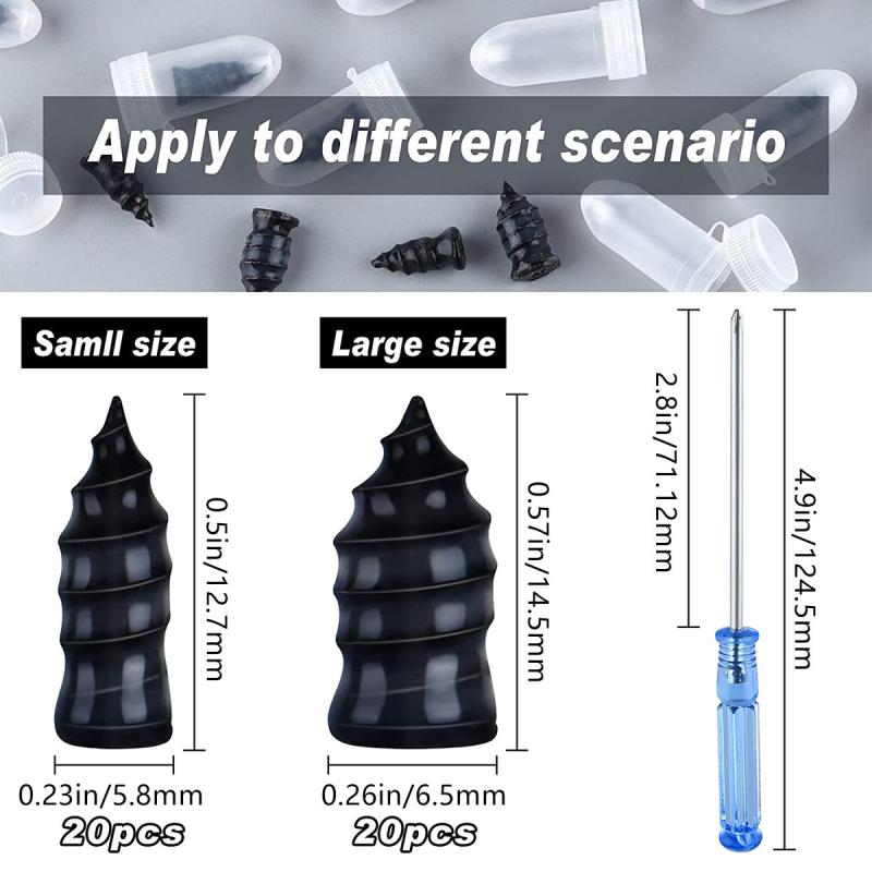 Tire Repair Rubber Nail Kit 40PCS - Durable Screws with Screwdriver