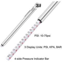 Stainless Steel Tire Pressure Gauge 10-75PSI 1 Pack