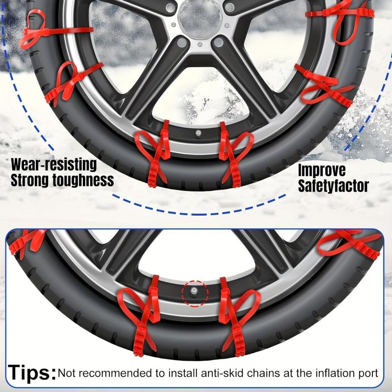 10pcs Snow Chain Emergency Winter Adjustable Skid Tire Chain for Most Cars Truck