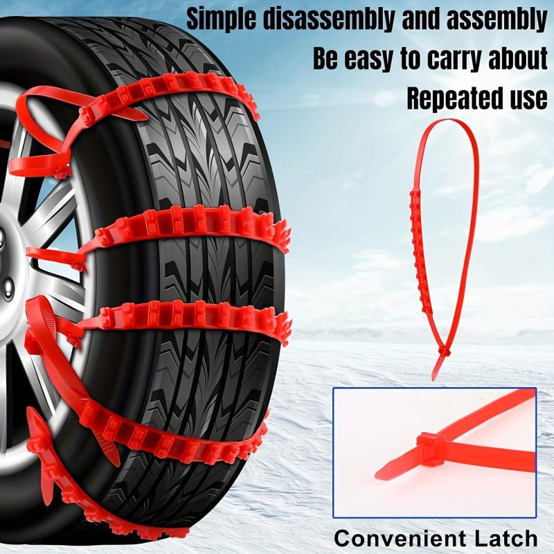 10pcs Snow Chain Emergency Winter Adjustable Skid Tire Chain for Most Cars Truck