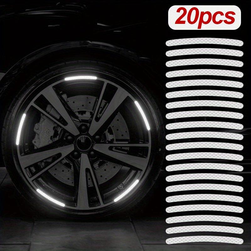 20pcs Car Wheel Hub Reflective Sticker Colorful Luminous Night Stripe