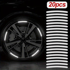 20pcs Car Wheel Hub Reflective Sticker Colorful Luminous Night Stripe
