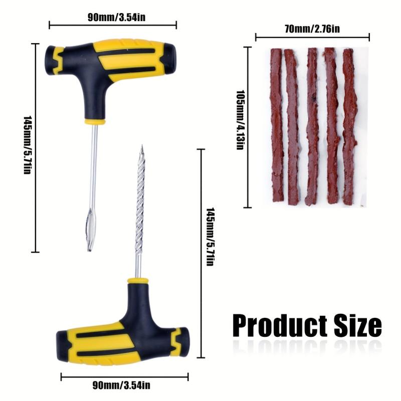 Tubeless Tyre Puncture Repair Kit Tool Auto Tire Plug Kit With 15 Rubber Strips