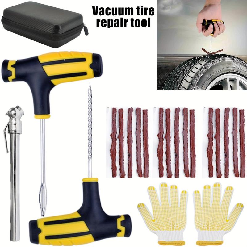 Tubeless Tyre Puncture Repair Kit Tool Auto Tire Plug Kit With 15 Rubber Strips