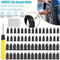 60PCS Car Tire Repair Nails Rubber Screws and Screwdriver Set