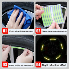20pcs Car Wheel Hub Reflective Stickers Luminous Night Stickers