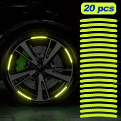20pcs Car Wheel Hub Reflective Stickers Luminous Night Stickers