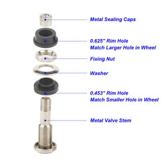 4pcs TR416 Tire Valve Stems Metal Clamp Valves 0 453'' 0 625'' Rim Hole