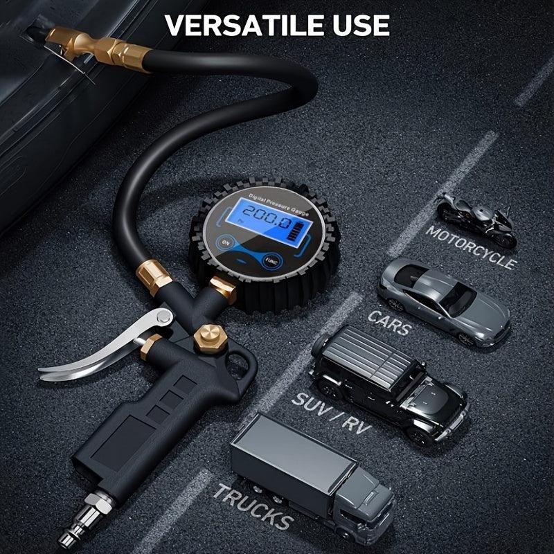 Digital Tire Pressure Gauge with Inflator 250 PSI Air Chuck