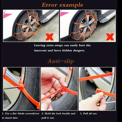 Universal Snow Chain 12pcs Emergency Winter Adjustable Skid Tire Chain