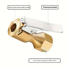 Heavy Duty Open Flow Lock On Tire Chuck with Clip - Yellow