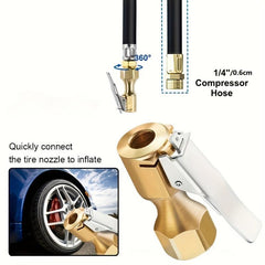 Heavy Duty Open Flow Lock On Tire Chuck with Clip - Yellow