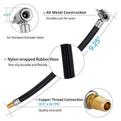 Tire Inflator Extension Tube Twist Lock Air Chuck Air Connection