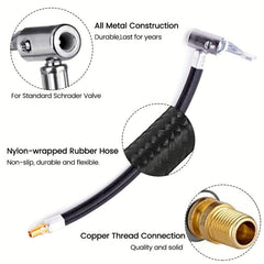 Inflator Pump Hose Adapter Air Tyre Chuck Tire Inflation Hose
