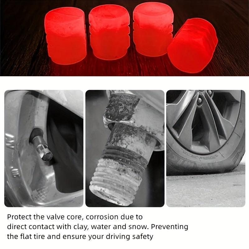 4pcs Colorful Glowing Tire Valve Caps for Vehicle Upgrade