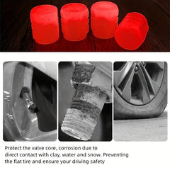 4pcs Colorful Glowing Tire Valve Caps for Vehicle Upgrade