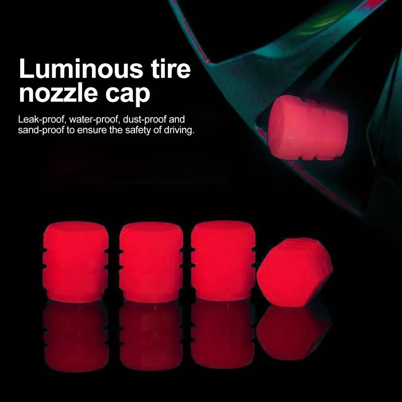 4pcs Colorful Glowing Tire Valve Caps for Vehicle Upgrade