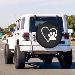 Dog Pet Paws Love Heart Spare Tire Cover for Trailer RV SUV
