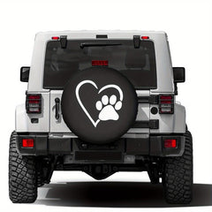 Dog Pet Paws Love Heart Spare Tire Cover for Trailer RV SUV
