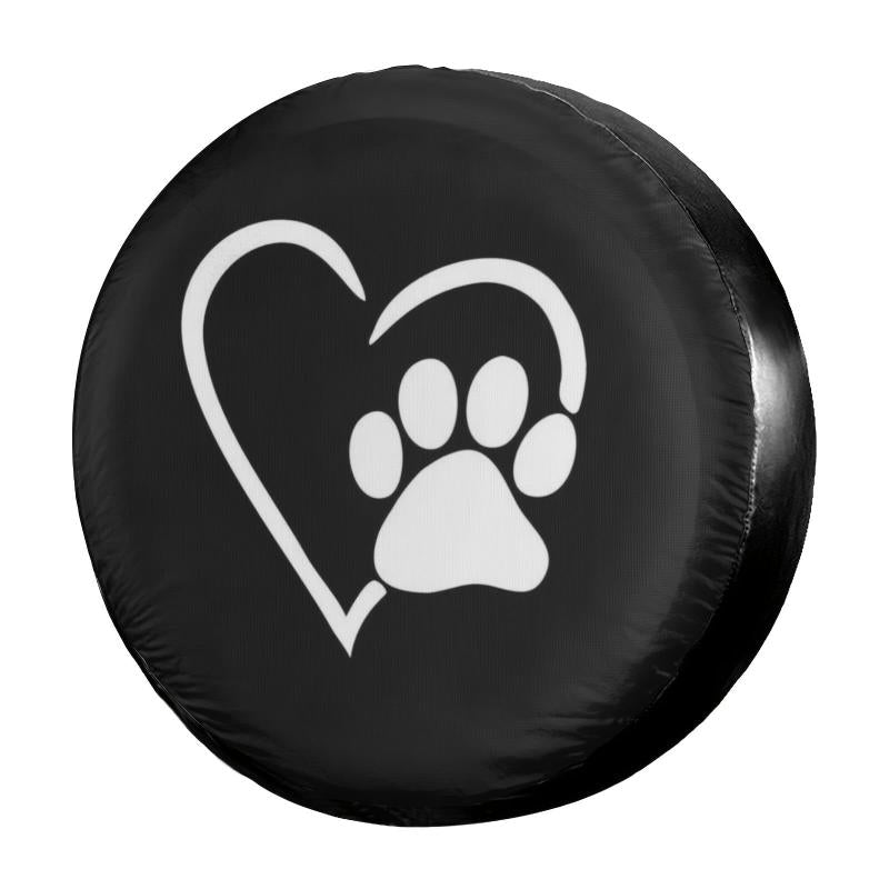Dog Pet Paws Love Heart Spare Tire Cover for Trailer RV SUV