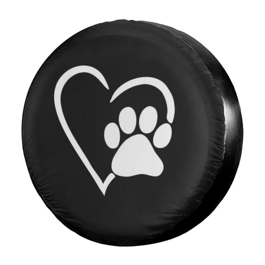 Dog Pet Paws Love Heart Spare Tire Cover for Trailer RV SUV