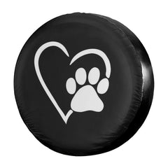 Dog Pet Paws Love Heart Spare Tire Cover for Trailer RV SUV