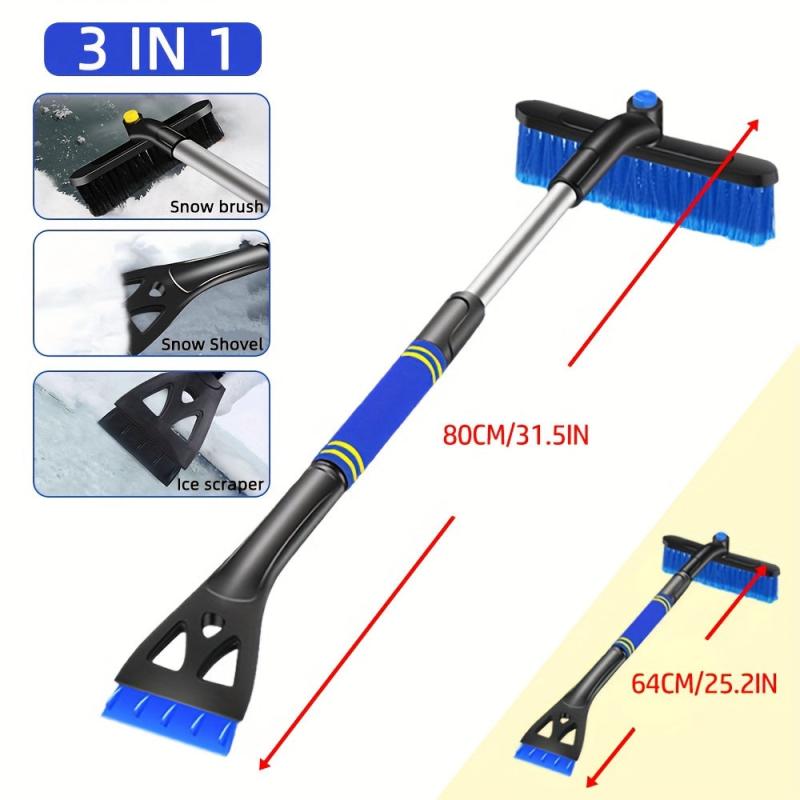 Telescoping Snow Brush Ice Scraper Rotating Removal Car Glass Snow Broom