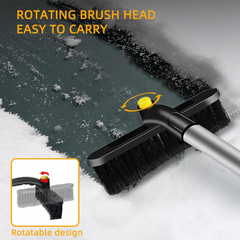 Telescoping Snow Brush Ice Scraper Rotating Removal Car Glass Snow Broom