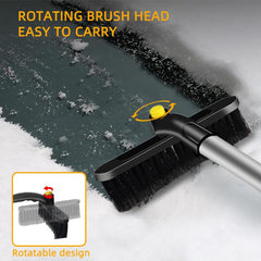 Telescoping Snow Brush Ice Scraper Rotating Removal Car Glass Snow Broom