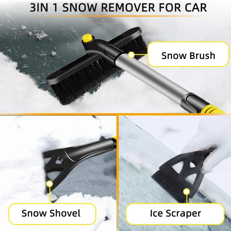 Telescoping Snow Brush Ice Scraper Rotating Removal Car Glass Snow Broom