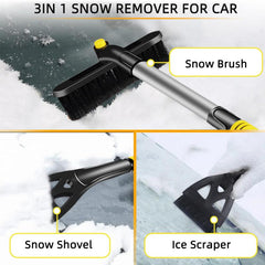 Telescoping Snow Brush Ice Scraper Rotating Removal Car Glass Snow Broom