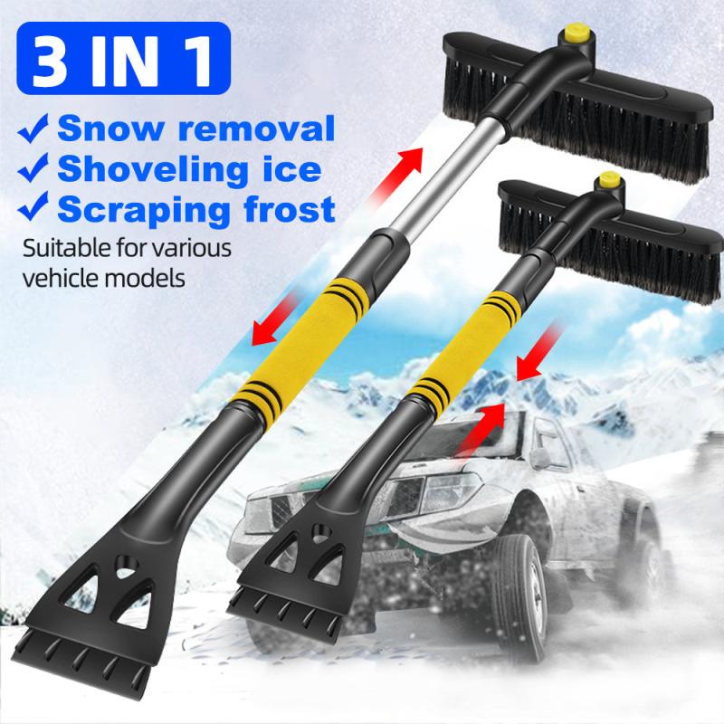Telescoping Snow Brush Ice Scraper Rotating Removal Car Glass Snow Broom